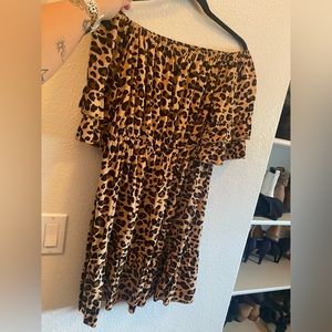 Off the shoulder leopard dress - brand new